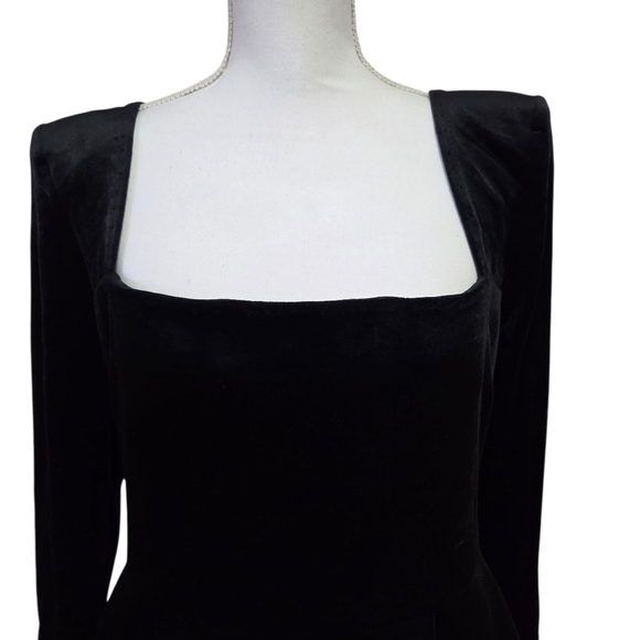 Nadine Merabi Kimberly Velvet Mini Dress Embellished Neckline Removed Black 14 - Picture 2 of 11